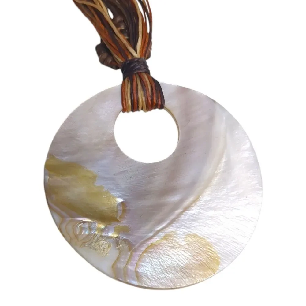 Vintage Tribal Abalone Shell Necklace - Beaded Multi-String, Bohemian, 18 Inch